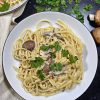 creamy vegan truffle mushroom pasta